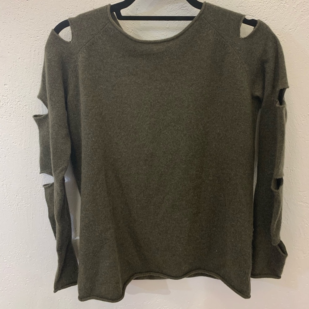 Cashmere Crew Neck Sweater with Cut Out Detailing